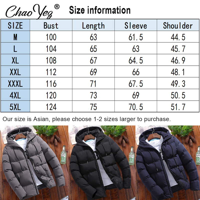 Men's Coats Winter Parkas Casual Solid Hooded Parka Coat Men Long Sleeve Windbreak Lightweight Padded Jackets Streetwear Jacket