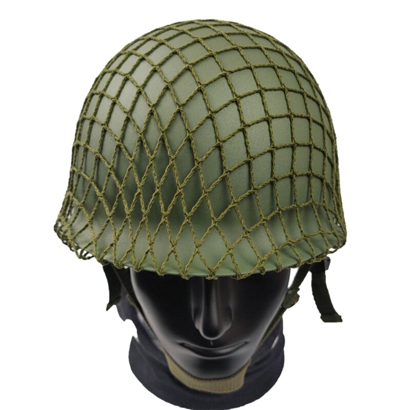 Penutup Helm Nilon Anyaman Penutup Helm Reproduksi Perang Dunia II Hijau Lapangan