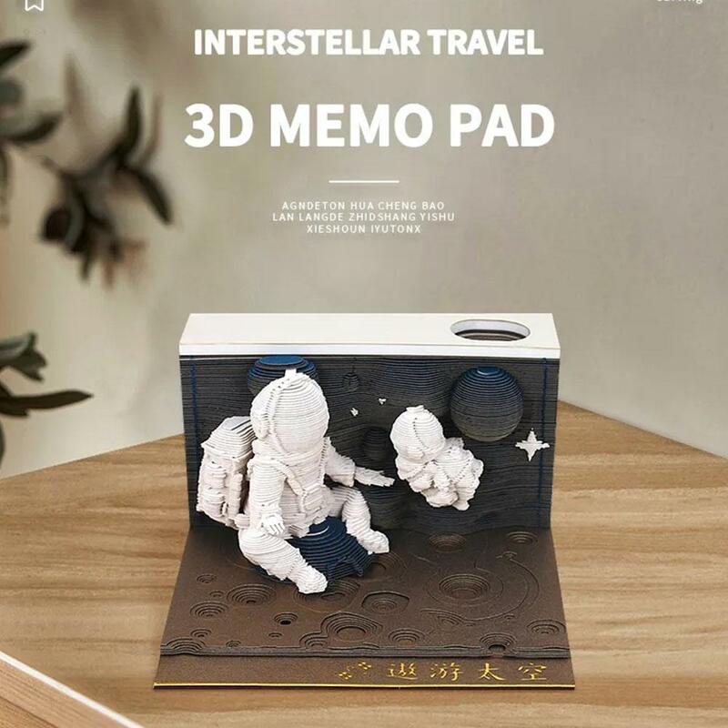Creative 3D Memo Pad, Calendário, DIY Notepad, Paper Sculpture Gift, Cute Space, Traveling Note Paper para casamento, aniversário, Gi K2K4, 2024