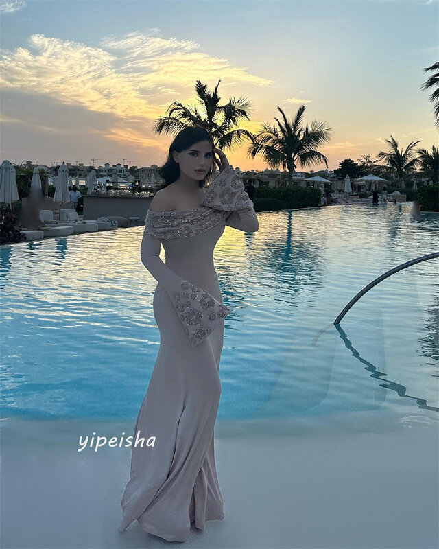 Платье для выпускного вечера Саудовская Аравия атласное с цветочной драпировкой свадебное платье-футляр с открытыми плечами длинное платье на заказ