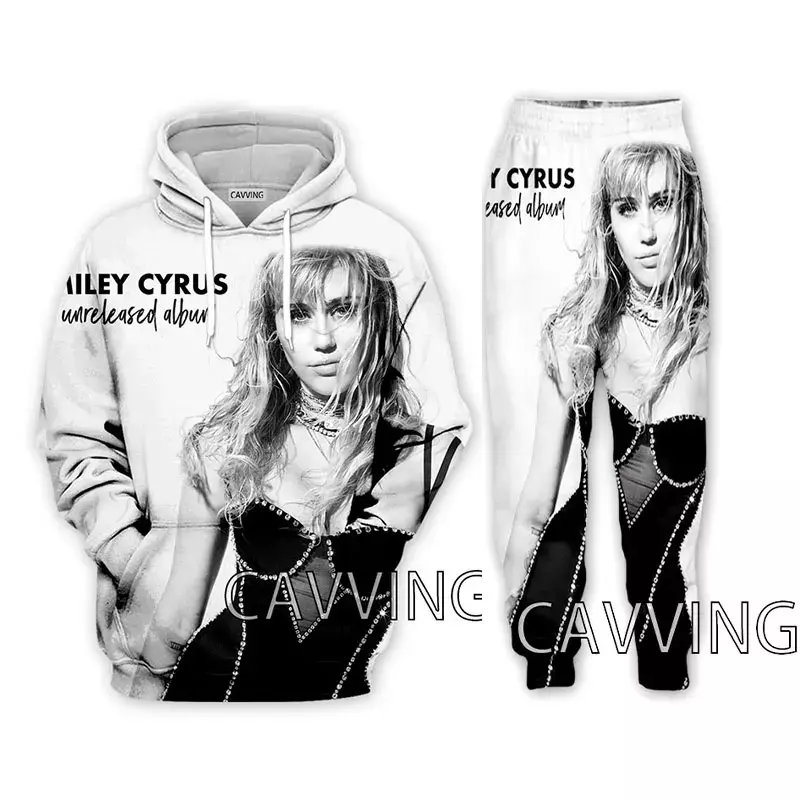 Neue Mode Frauen/Männer 3D-Druck Miley Cyrus Kapuze Sweatshirts Hosen Hosen Anzug Kleidung zweiteilige Sets