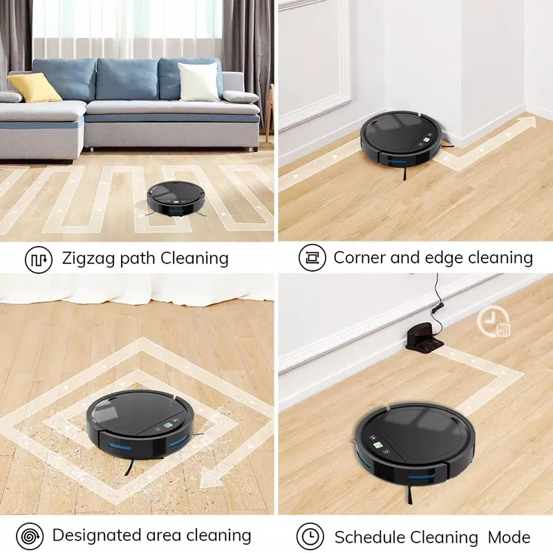가정용 로봇 진공 청소기, 2500PA 스마트 무선 자동 충전 앱, 바닥 청소, 알렉사 구글