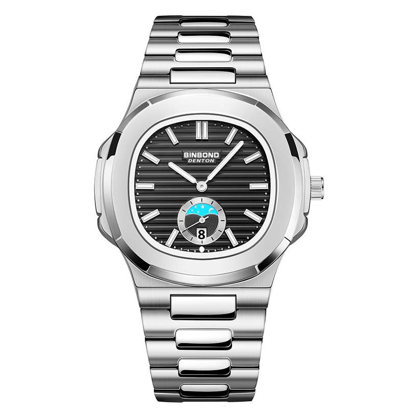Quartzo de aço inoxidável masculino Relógio de pulso, Impermeável, Luminoso, Data, Semana, Top Brand, Luxo, Masculino