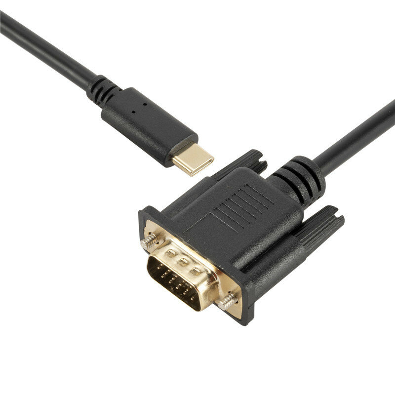 Hub kabel Transfer Data VGA, 180CM USB C ke VGA kabel Hub 1080P tipe-c revolusi VGA untuk proyektor Video eksternal Laptop