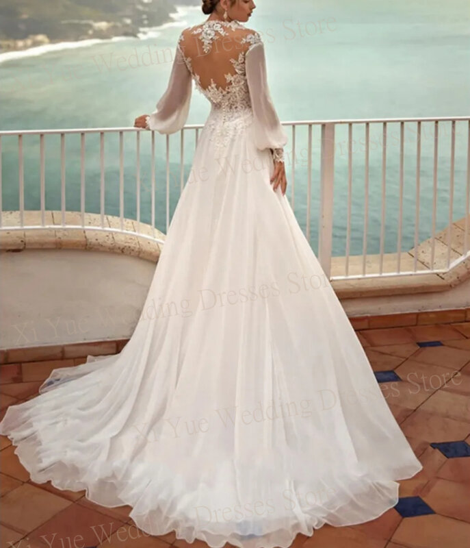 Женское свадебное платье It's yiiya, белое ТРАПЕЦИЕВИДНОЕ ПЛАТЬЕ с длинными рукавами и кружевной аппликацией на лето 2024
