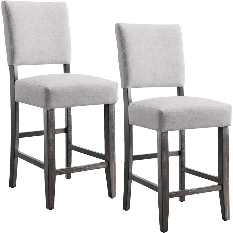 Leick Home 10086BB/HG Upholstered Back Counter Height Stool with Wood Base, Set of 2, for Kitchen Counters and Islands