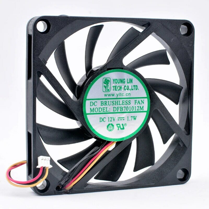 DFB701012M 7cm 70mm fan 70x70x10mm DC12V 1.7W 3 wires, double ball bearings, cooling fan for chassis power supply CPU