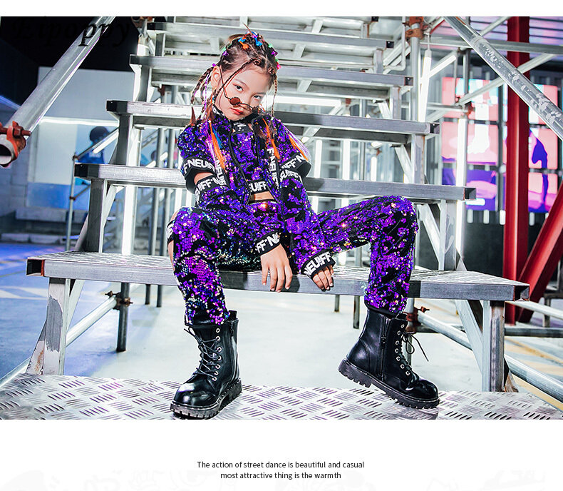 Детские джазовые танцевальные крутые красивые костюмы в стиле хип-хоп для выступлений детская модная одежда