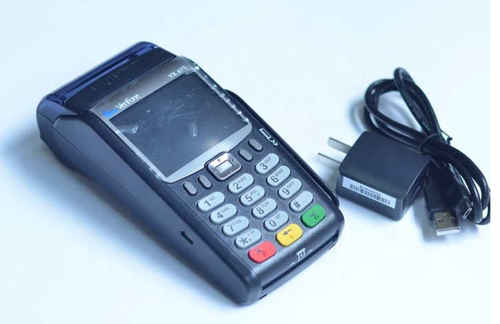 Dispositivo de pagamento pequeno sistema móvel POS, Verifone VX675, Terminal GPRS, 2 em 1, máquina usada Bill