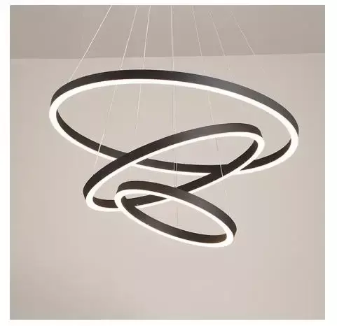Lustre de luxo moderno led círculo luz para sala estar pendurado lâmpada quarto brilho restaurante jantar iluminação com controle remoto