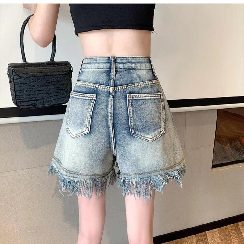 Large Size Chubby MM HigH Waisted Denim ShortS For Women's 2023 Summer New Loose And Slimming Straight A-line Wide Leg Hot Pants