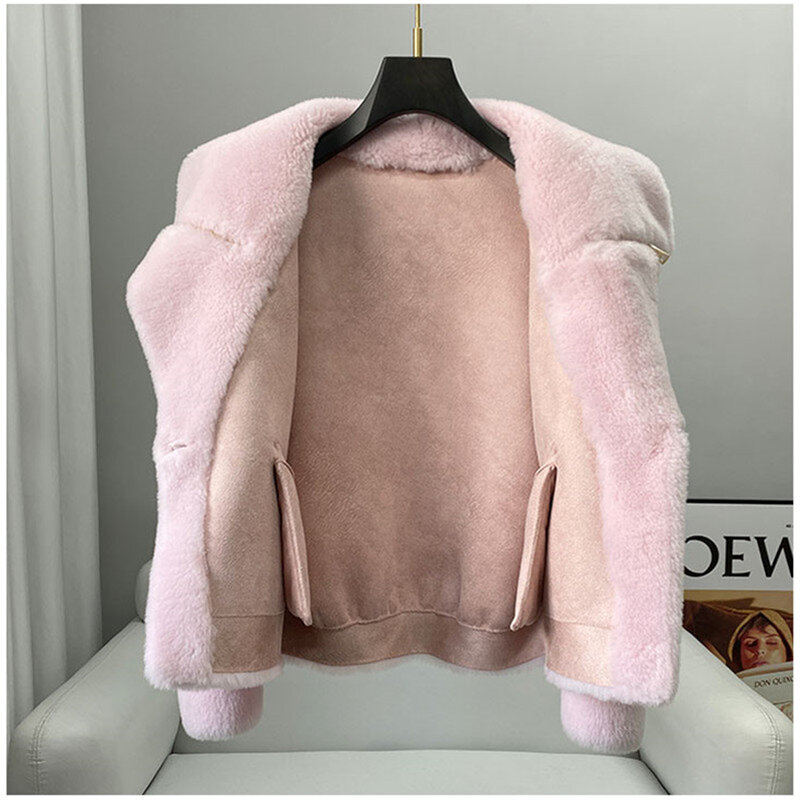 Aorice Women Winter  Wool Fur Coat Jacket Trench Warm Female Sheep Shearing Over Size Suit Parka CT2146