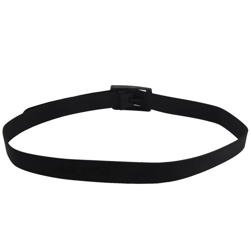 Cinturón de silicona para hombre y mujer, hebilla de plástico de goma, cuero liso, estilo ajustable, negro