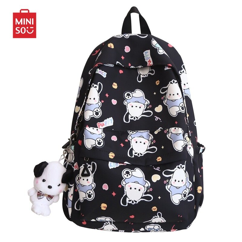 MINISO Sanrio Pochacco Printed Backpack Cartoon Zipper Shoulders Bag Large Capacity Student Schoolbag Waterproof Cute Y2k Girl