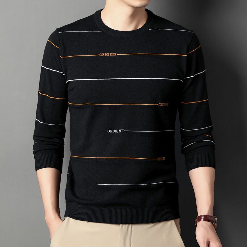 COODRONY теплый свитер осенне-зимняя одежда корейская полосатая модная футболка с длинным рукавом Свободная трикотажная рубашка Мужской пуловер W5630