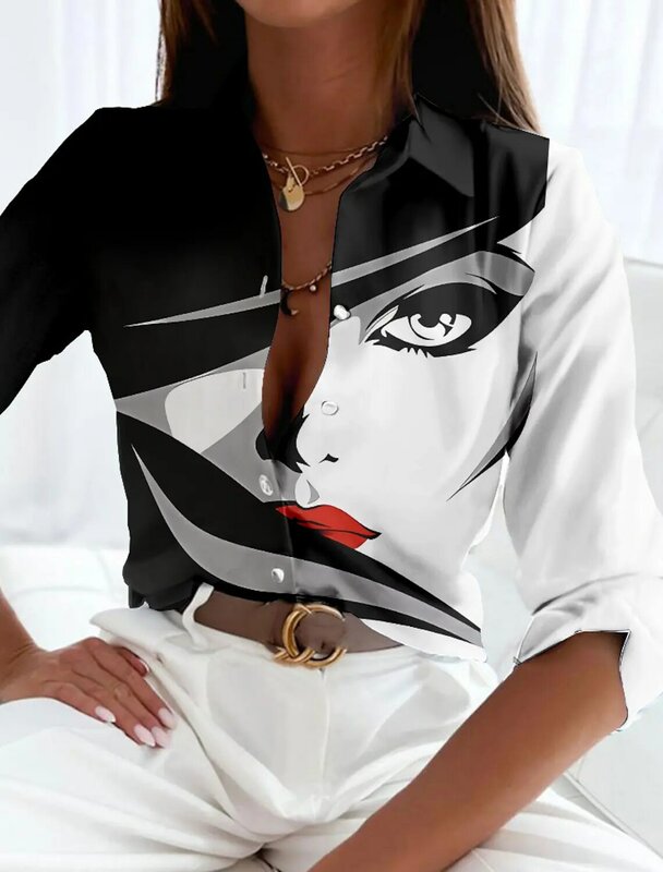Camisa holgada de manga larga para mujer, camisa informal elegante a la moda, Top de fin de semana, novedad