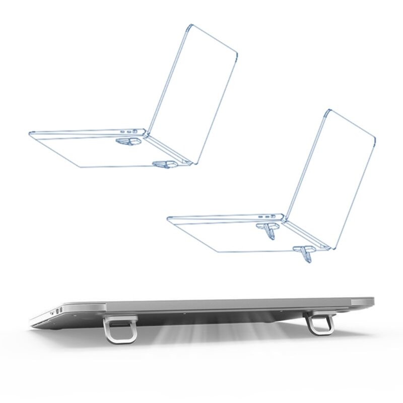 2 Buah Dudukan Laptop Mini Stabil Berperekat Riser Keyboard, Dudukan Laptop Lipat Campuran Seng Tak Terlihat untuk Sebagian