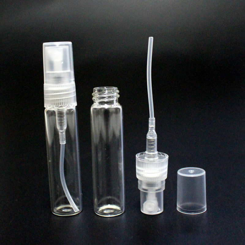 Mini botella de vidrio transparente para Perfume, frasco vacío para cosméticos, tubo de ensayo de muestra, viales de vidrio fino ámbar, 2ML, 3ML, 5ML, 10ML, 5 unids/lote por paquete