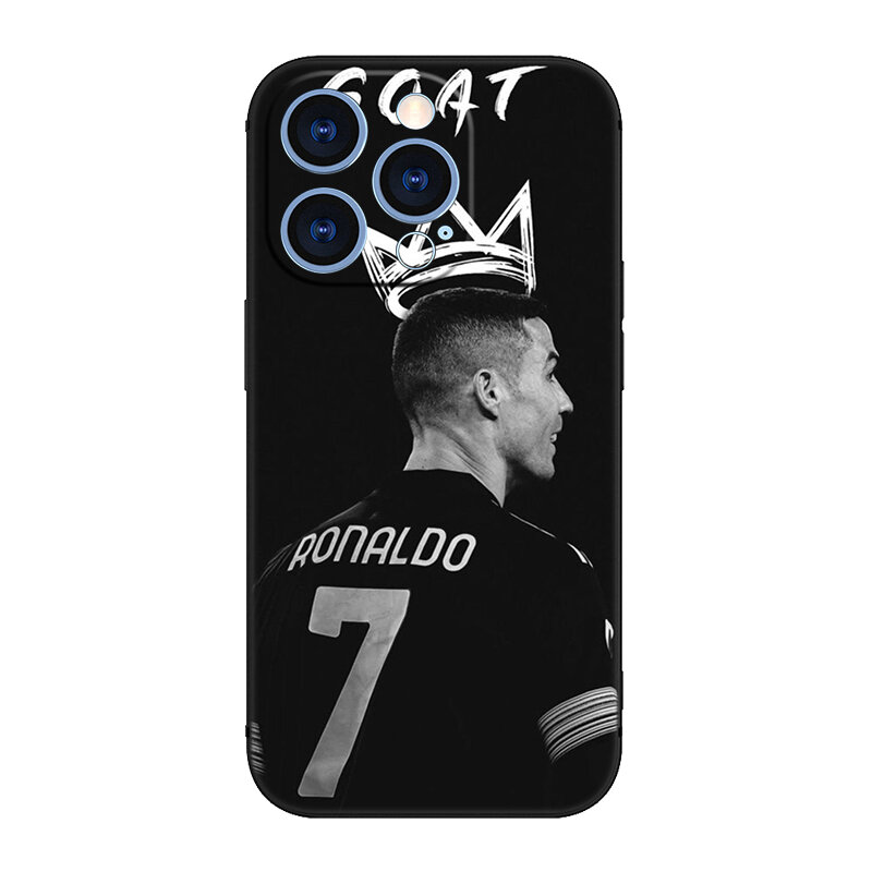 Funda de teléfono negra de fútbol para Xiaomi Redmi Note 13 Pro 12 11E Pro Plus 11S 11T 10 Pro 10T 5G 10S, Messi Ronaldo Mbappe Neymar