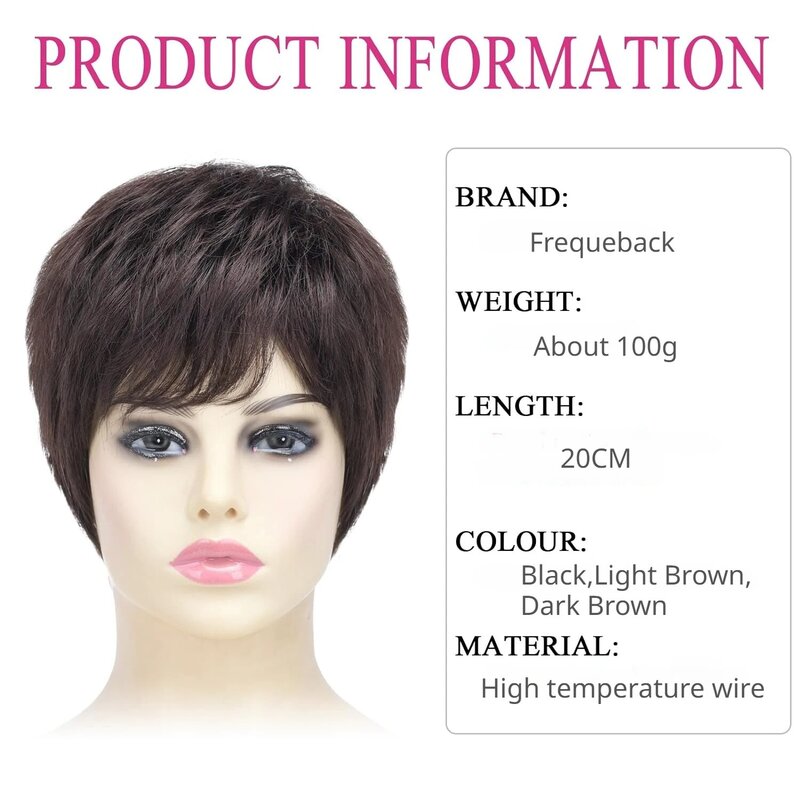 Modne peruki syntetyczne czarno-brązowe krótkie naturalne włosy na co dzień z peruką z przodu typu Bob odporne na ciepło dla kobiet codziennego użytku Peluca