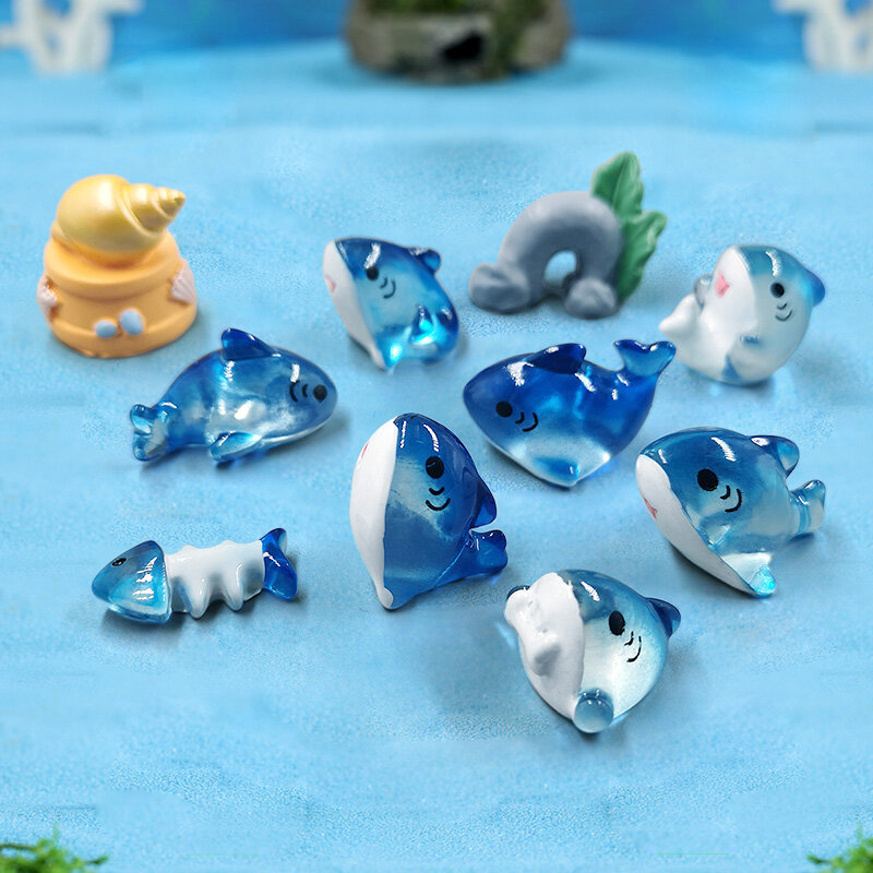 Figurine moderne de requin, baleine, dauphin, poisson de mer, modèle d'aquarium, accessoires de décoration de jardin féerique miniatures