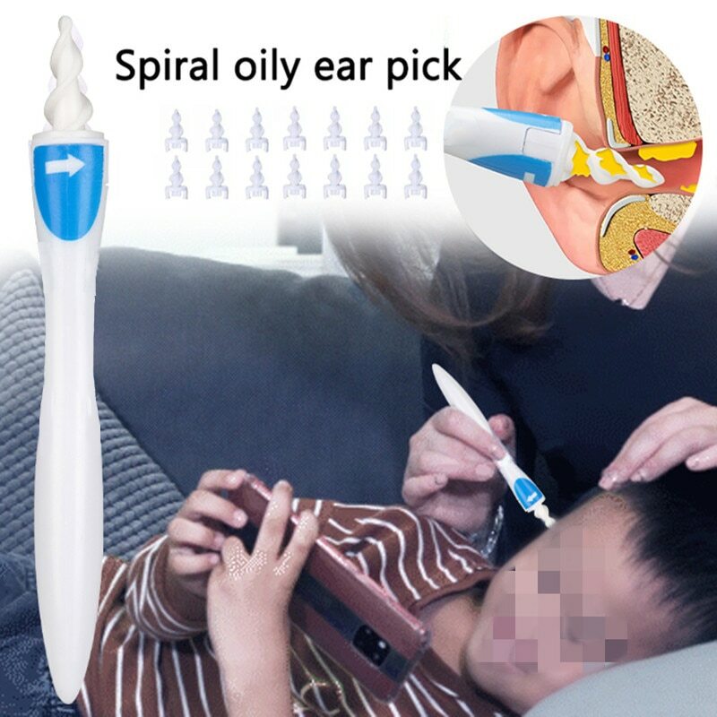 Detergente per le orecchie con strumento di rimozione del cerume in Silicone morbido 16 punte di ricambio cerume a spirale strumenti per la cura del detergente per le orecchie per la salute