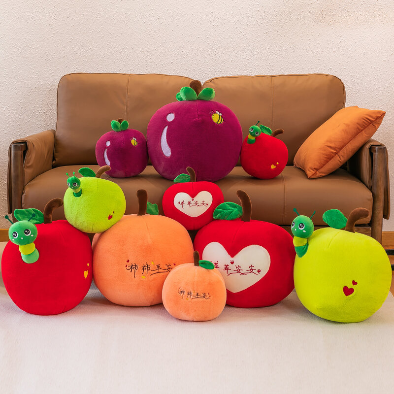 Symulacja sadu Persimmon mangostan kreskówka gąsienica jabłko pluszowa zabawka kreatywna wypchana imitacja poduszka w kształcie owocu wystrój domu