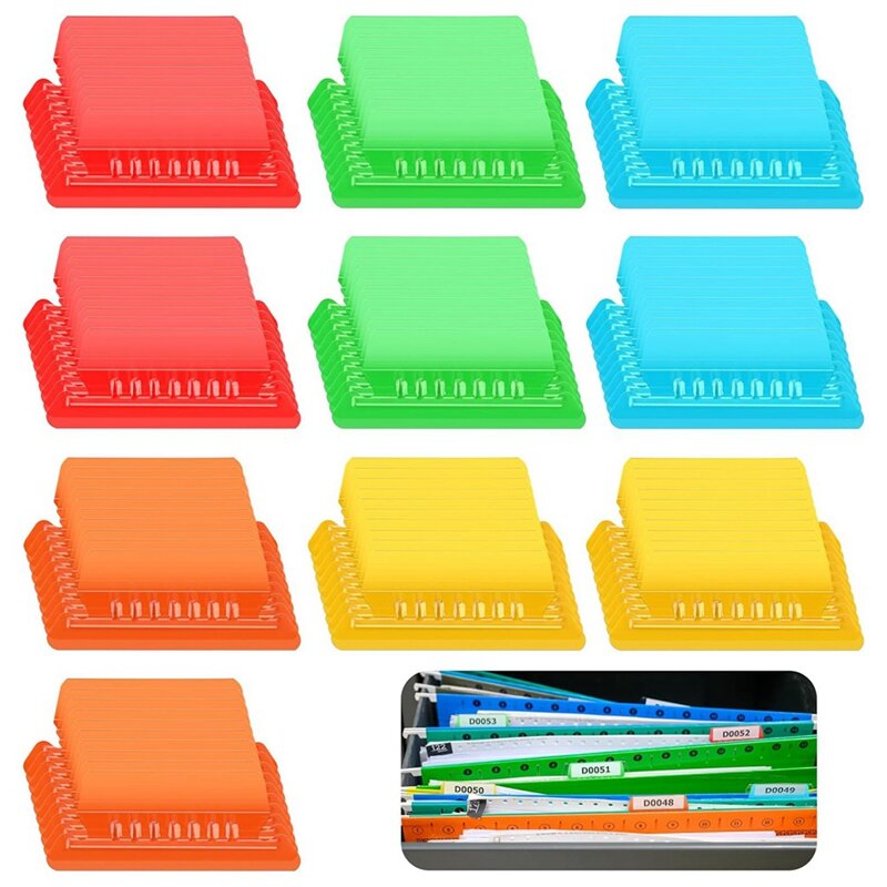 Plástico Pendurado Arquivo Pasta Tabs, Tabs Multicolor Inserções, 100 Peças, 3.15"