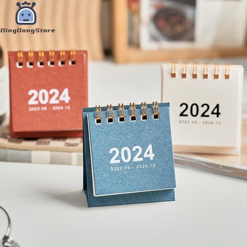 1 buah kalender Mini 2024 kalender minimalis Dekorasi Desktop perlengkapan kantor siswa untuk perencanaan mengatur jadwal harian