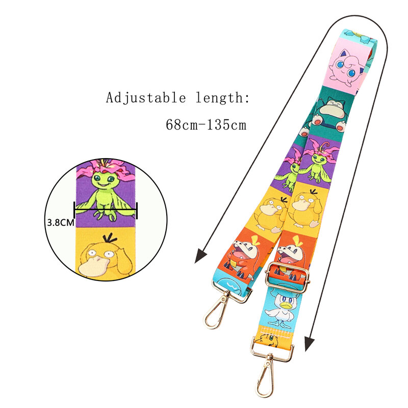 Tali tas wanita tali berwarna untuk selempang tas bahu kurir aksesoris trendi motif kartun sabuk dapat disesuaikan