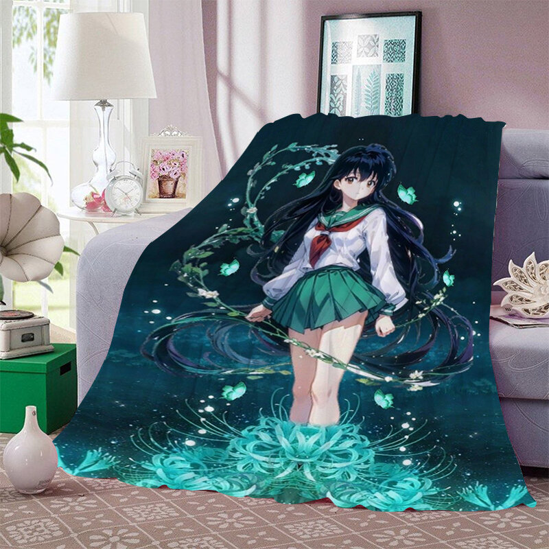 Anime Nap Blanket Sofa King Size B-Inuyashas Warm Bed Fleece Camping Custom Fluffy Soft Blankets for Winter Microfiber Bedding