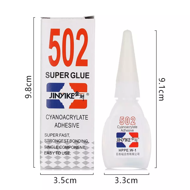 502 Super Glue Instant Quick-drying Cyanoacrylate Adhesive Leather Rubber Wood Metal Strong Bond Liquid Glue Tool 10g