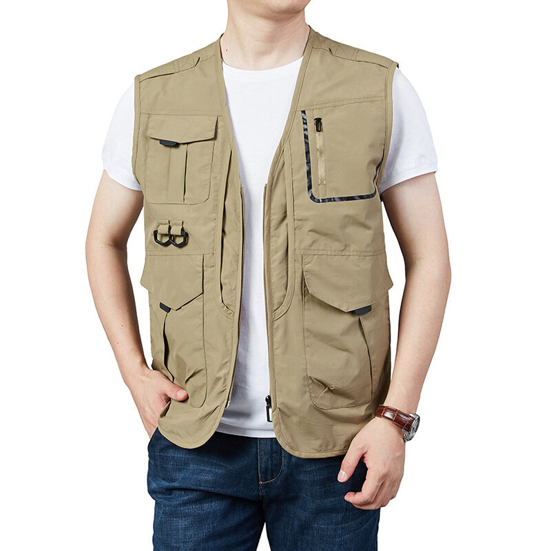 Tactical Working Vest Multi Pocket Windbreaker Clothing Sleeveless Jacket Cardigan Large Size Men's Man Waterproof Hunting Coat