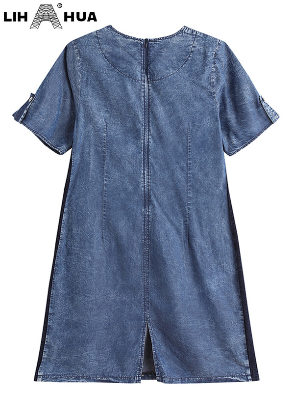 LIH HUA – robe en Denim grande taille pour femmes rondes, en coton tissé, Chic et élégant, collection automne