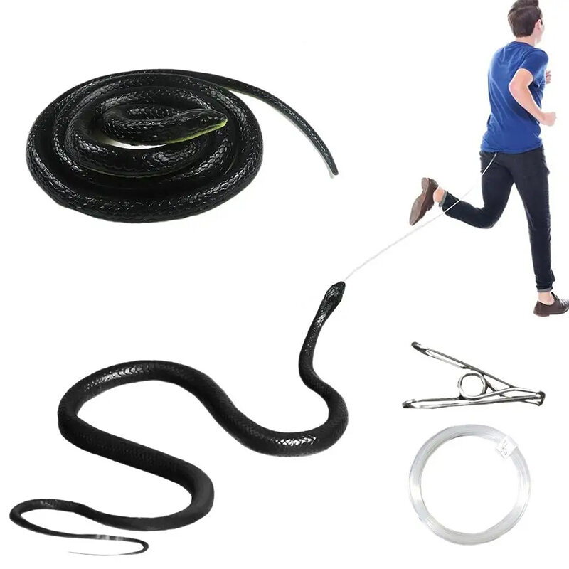 Serpiente de broma con Clip de cuerda, grande, realista, divertido, de goma, con cuerda y Clip, modelo de moda