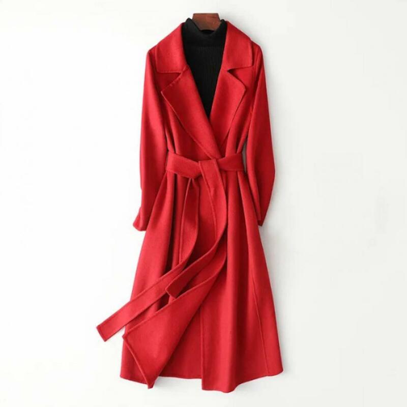 Chaqueta térmica de lana para mujer, abrigo ajustado con solapa y cinturón, elegante, moda coreana, Otoño e Invierno