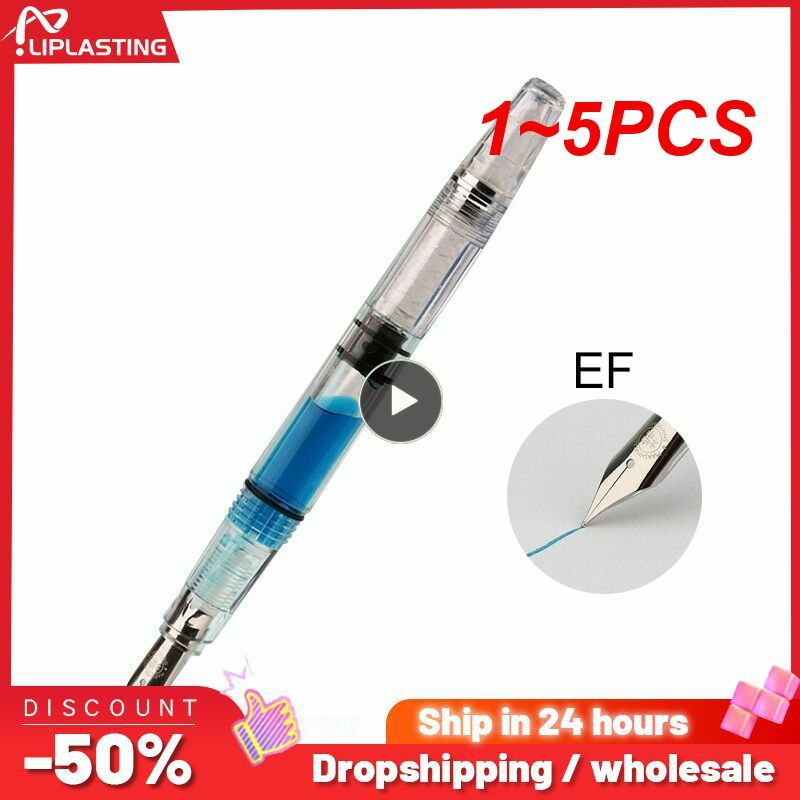 New Luxury Quality PENBBS 494 Piston Fountain Pen Resin Transparent Clear EF F Nibs School Office Business Writing Gifts Pens