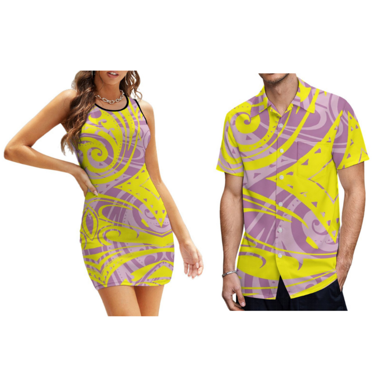 레트로 민족 부족 디자인 원피스 섹시한 타이트 비치 원피스, 남성 비치 셔츠, 여름 폴리네시아, 새로운 사용자 정의