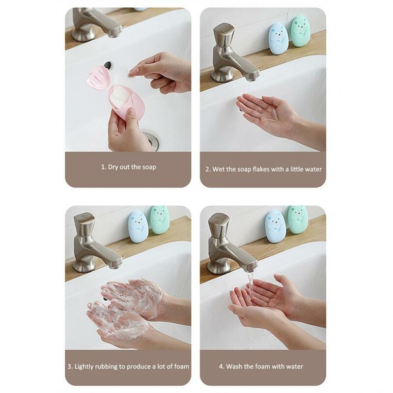 Travel Paper Soaps Portable Disposable Cleaning Soap Paper Cartoon Travel Paper Soaps Cute Bear Paper Soap Tablets for Travel