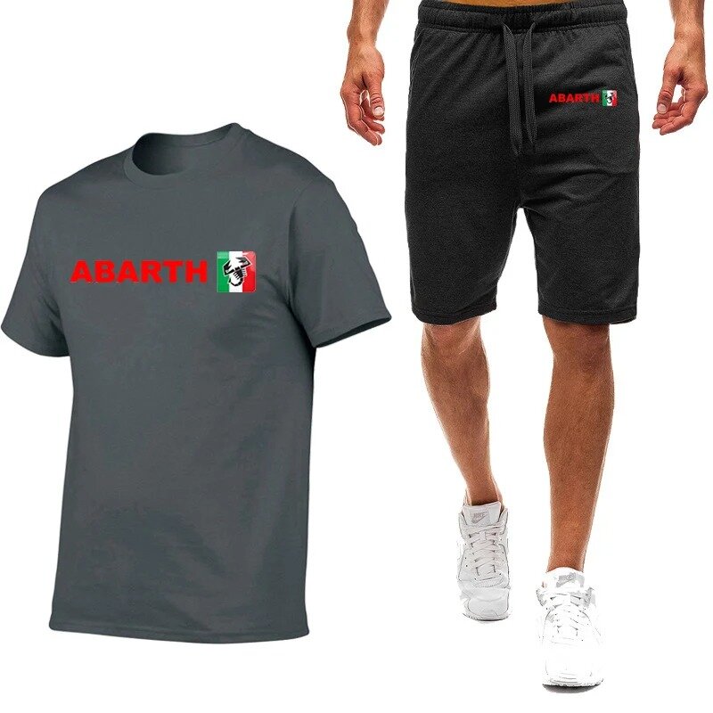 Abarth New Men Summer Sell Well Nine Color Short-sleeved T-shirt Simple Casual Trendy Comfortable Leisure Two-piece Suit