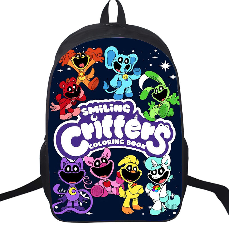 Dwuwarstwowe torby szkolne z uśmiechniętymi stworzeniami nastolatek plecaki o dużej pojemności 16 Cal torba na laptopa chłopcy dzieci plecaki Softback
