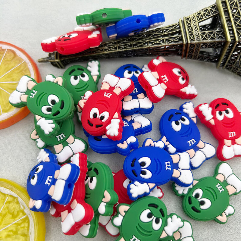 10PC Food Grade Silicone M beans Bead Beads Teether Beads Baby Chewing Toy Bead DIY Nipple Chain Jewelry Accessories Kawai Gifts