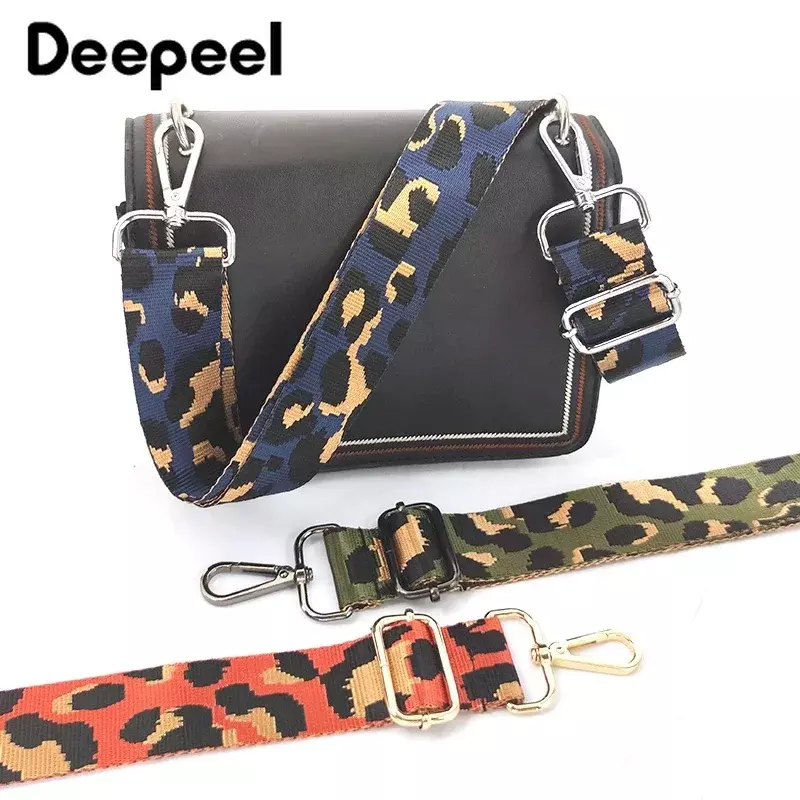 Deepeel-Sangle de sac à bandoulière réglable en nylon coloré pour femme, bande léopard initiée, accessoire de ceinture, 3.8cm de large