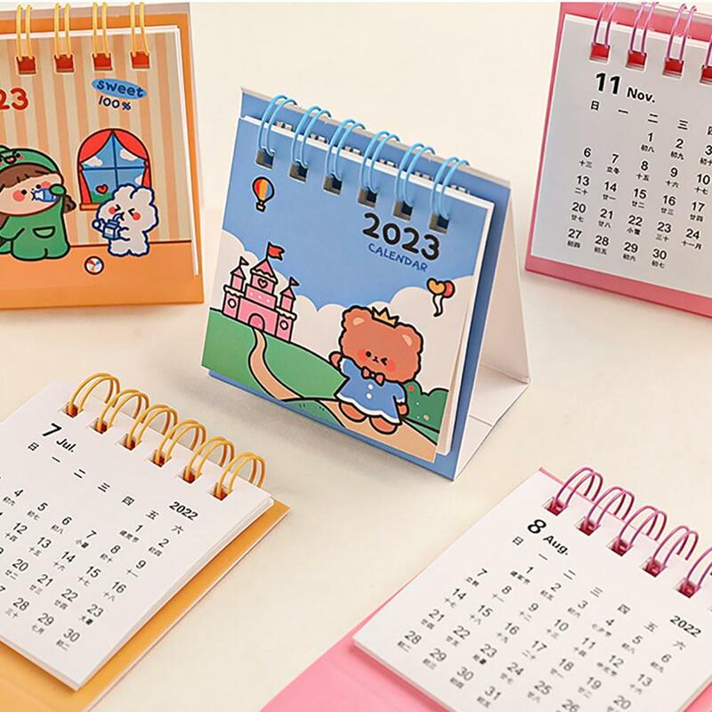 Calendario da tavolo piano di gestione del tempo flessibile decorativo universale 2023 carino creativo liscio pagina che gira Mini calendario da tavolo