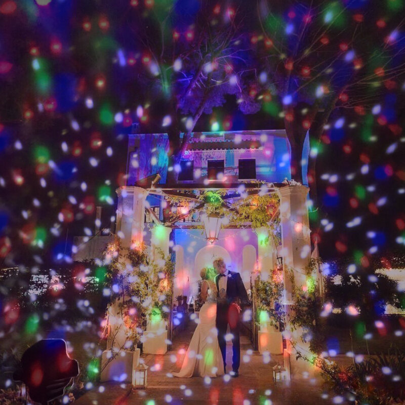ไฟฉายภาพหิมะคริสต์มาส LED ไฟเวทีในร่มกลางแจ้งสำหรับครอบครัวงานเลี้ยงบรรยากาศรื่นเริงไฟเทศกาลปีใหม่