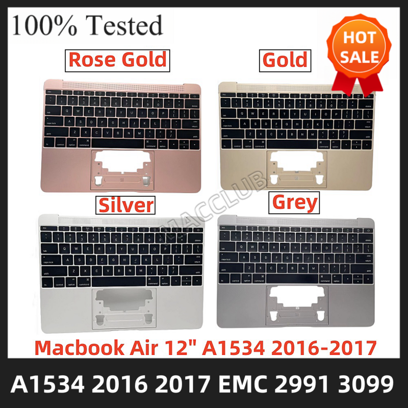 A1534เคสด้านบนพร้อมคีย์บอร์ดสำหรับ Macbook Air 12 "A1534ต้น2016กลาง2017 EMC 2991 EMC 3099เคสด้านบนพร้อม keybaord