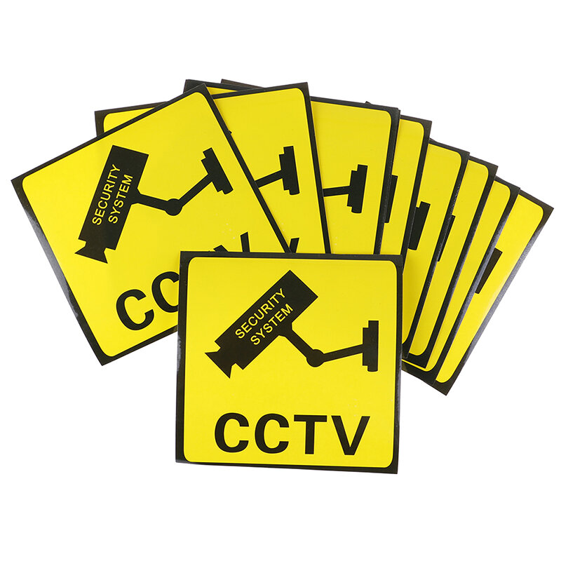 Pegatinas de alarma para cámara de seguridad, señales de advertencia para videovigilancia CCTV, 10 piezas