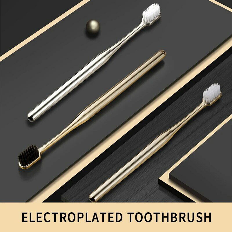 Kingubznis-cepillo de dientes de oro suave para hombres y mujeres, cepillos de dientes de lujo para adultos, cepillos dentales galvanizados, nuevo