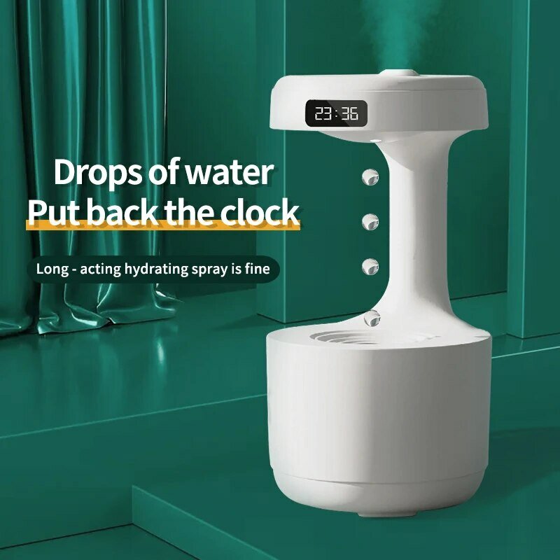 Water Droplet Air Humidifier Anti-Gravity Ultrasonic Cool Mist Maker Night Light Weightless Sprayer with LED Night Light
