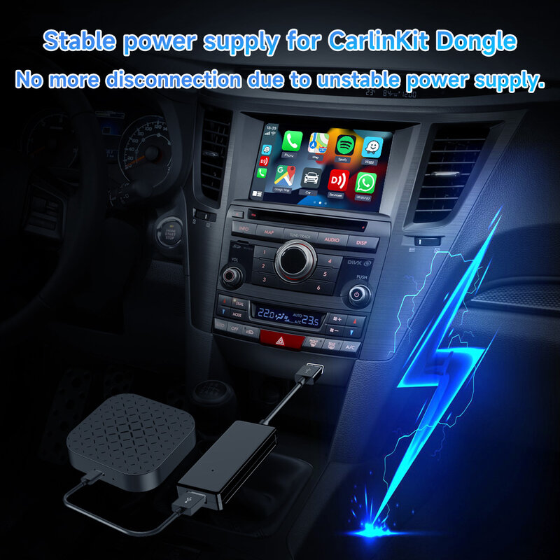 CarlinKit kotak catu daya navigasi mobil Mini kotak Plug and Play portabel mengatasi kekurangan pasokan navigasi mobil